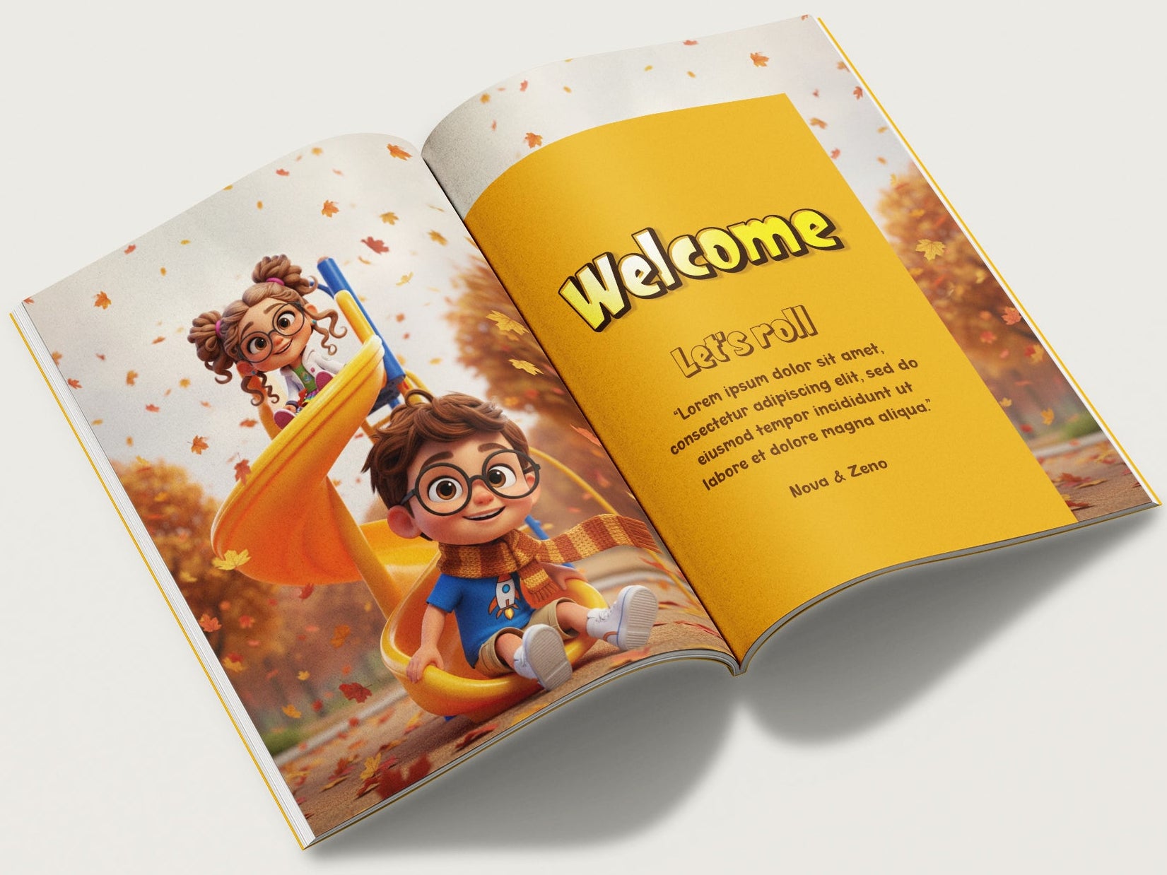 Explorer Journal introduction pages with Nova and Zeno